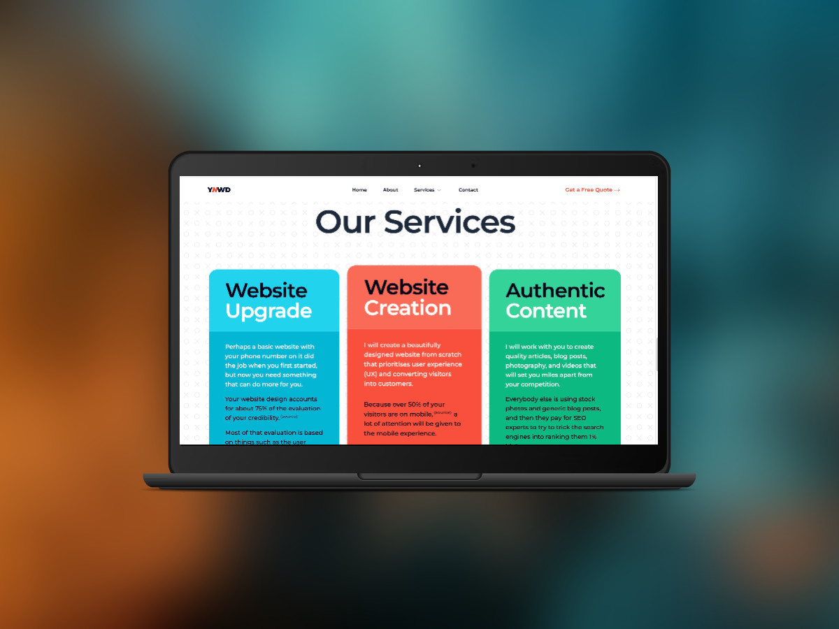 your next web design our services three columns